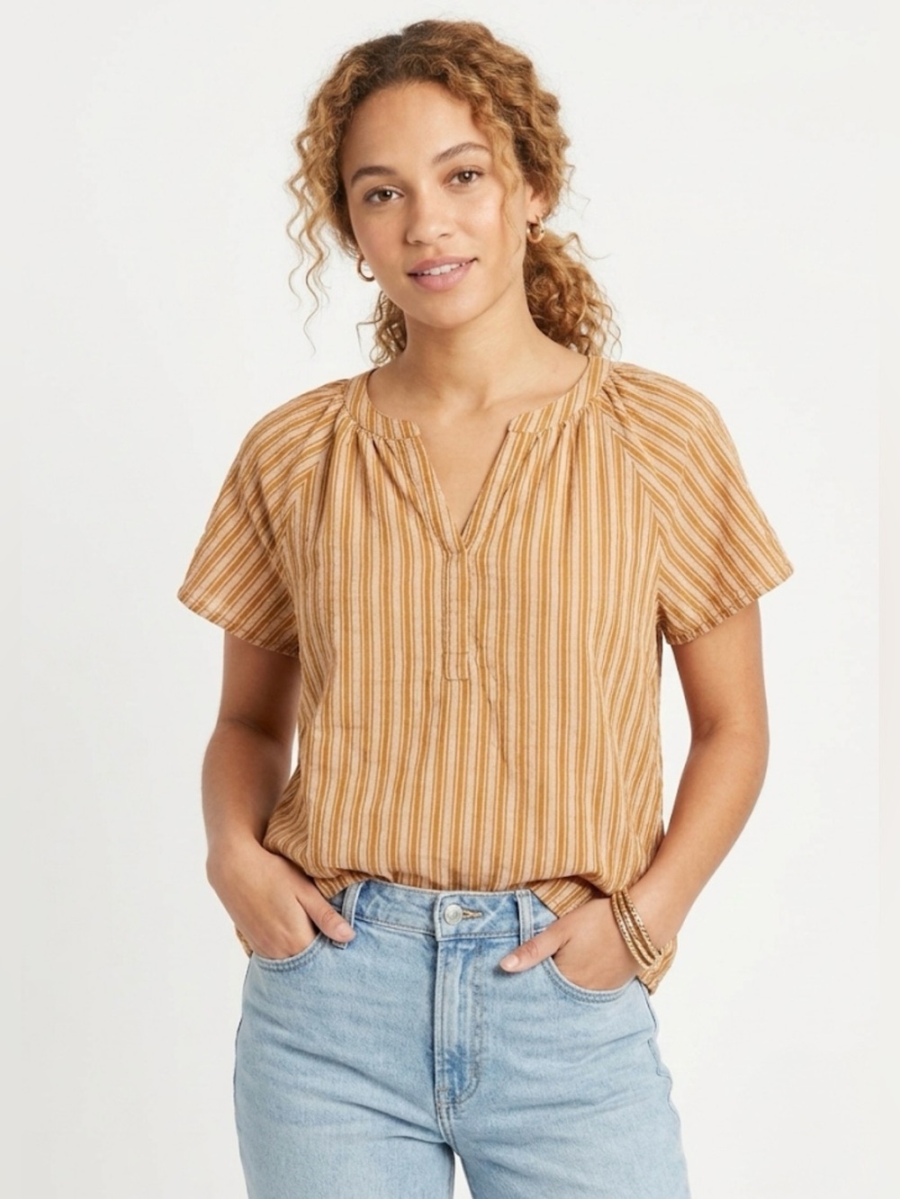 SONOMA Goods for Life Striped V-Neck Blouse XL Short Sleeve